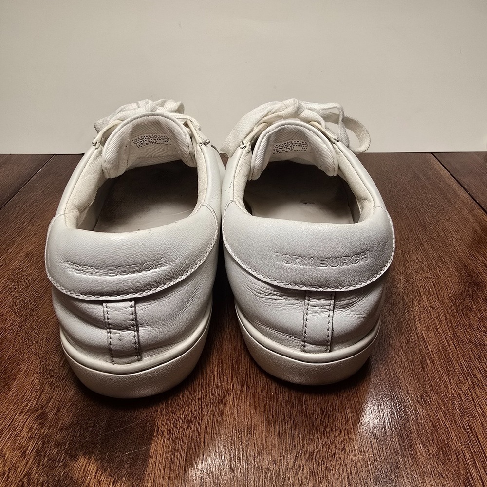 Tory Burch Women's Double T Howell Court Sneakers Size 8.5 M Shoes White Leather - Picture 6 of 16